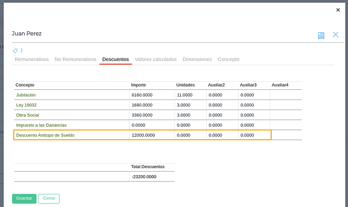 Descuento Anticipo de Sueldo