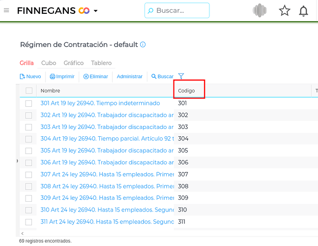 Código Régimen de Contratación