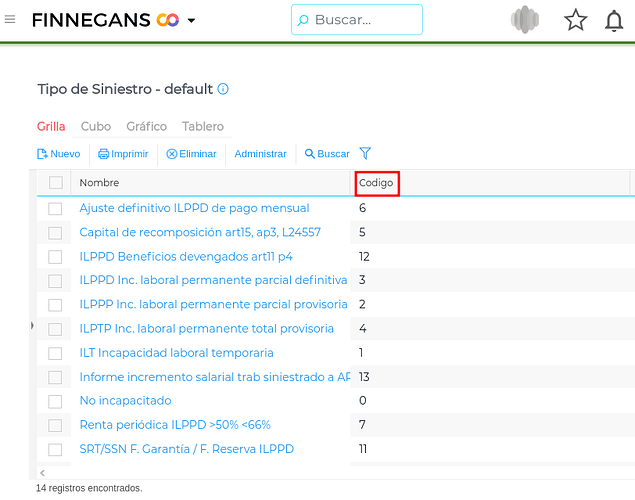 Código de Tipo de Siniestro
