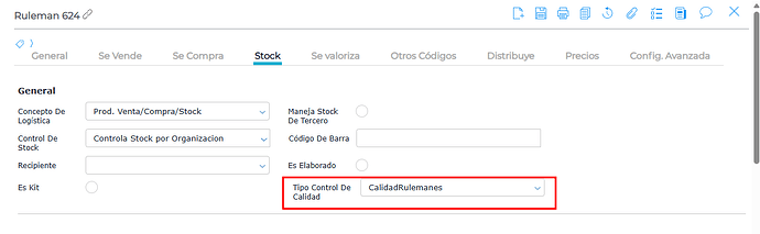 Asignar el tipo de control al producto