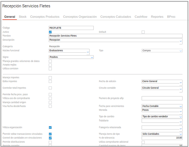 configuracion de Recepcion