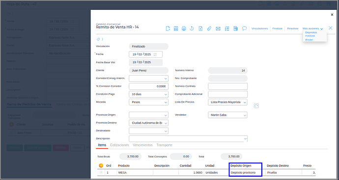 Caso 2 - Remito- Demo