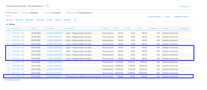 Ejemplo 1 de facturas