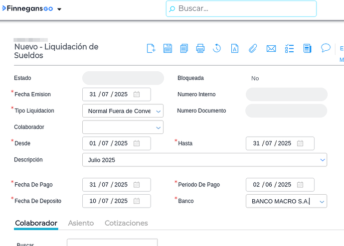 Crear Parametro de Liquidacion