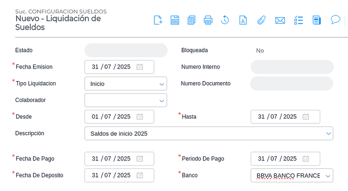 Crear Parametro de Liquidación