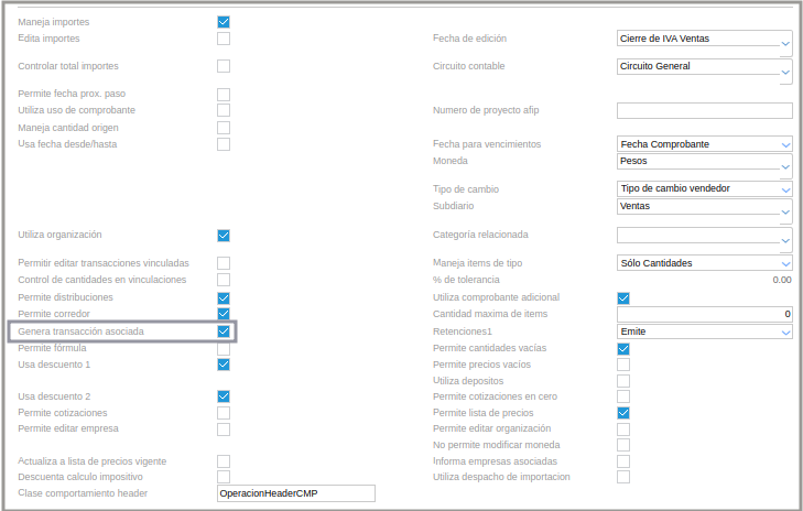 Transaccion asociada